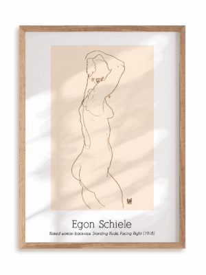 Plakat Egon Schiele - Naked woman backvivew (1918) w ramie drewnianej