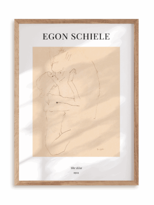 Plakat Egon Schiele - The kiss (1911) w ramie drewnianej