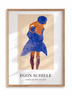 Plakat Egon Schiele - Standing Girl, Back View (1908) w ramie drewnianej
