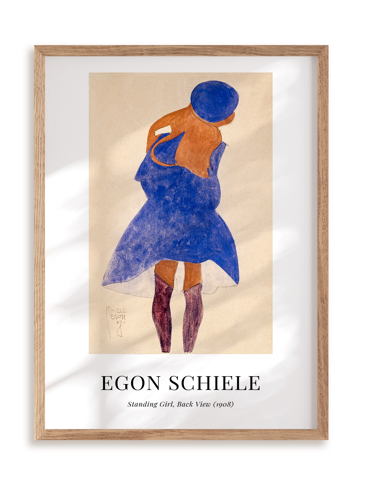 Plakat Egon Schiele - Standing Girl, Back View (1908) w ramie drewnianej
