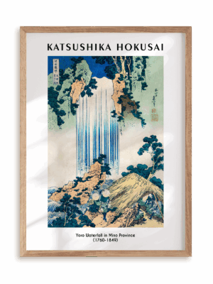 Plakat Katsushika Hokusai - Yoro Waterfall in Mino Province (1760-1849) w ramie drewnianej