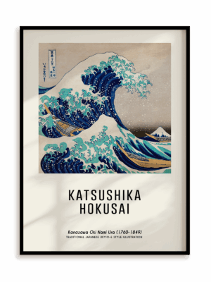 Plakat Katsushika Hokusai - Kanagawa Oki Nami Ura (1760-1849) w ramie aluminiowej