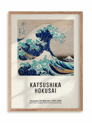 Plakat Katsushika Hokusai - Kanagawa Oki Nami Ura (1760-1849) w ramie drewnianej