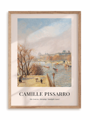 Plakat Camille Pissarro - The Louvre, Morning, Sunlight (1901) w ramie drewnianej