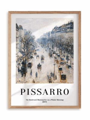 Plakat Pissarro - The Boulevard Montmarte on a Winter Morning (1897) w ramie drewnianej