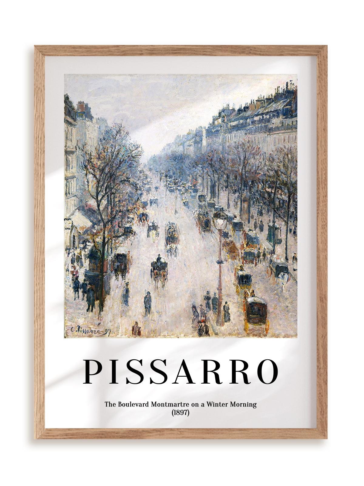 Plakat Pissarro - The Boulevard Montmarte on a Winter Morning (1897) w ramie drewnianej