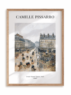Plakat Camille Pissarro - French Theater Square, Paris (1898) w ramie drewnianej
