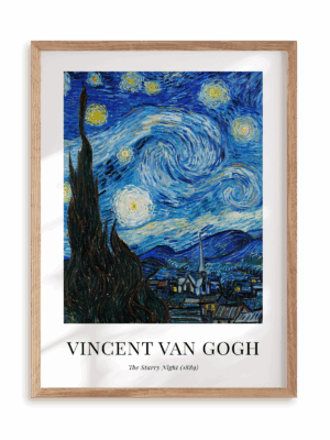 Plakat Vincent Van Gogh - The Starry Night (1889) w ramie drewnianej