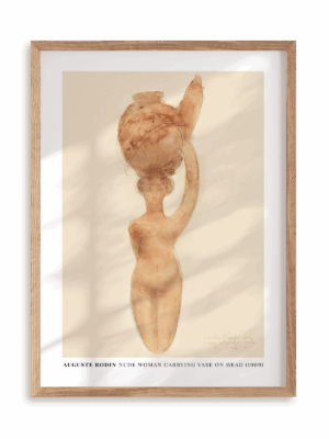 Plakat Auguste Rodin - Woman carrying vase w ramie drewnianej