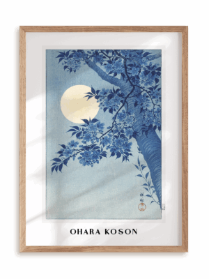 Plakat Ohara Koson - Blossoming cherry w ramie drewnianej