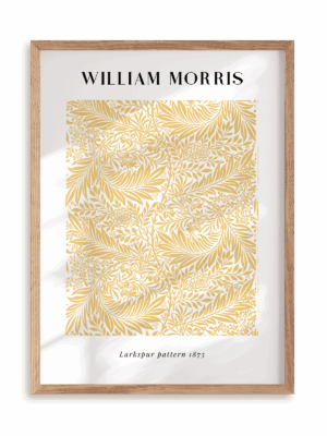 Plakat William Morris - Larkspur pattern w ramie drewnianej